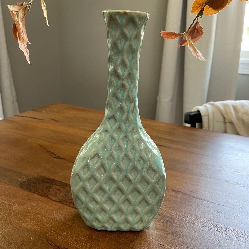 Turquoise Textured Ceramic Vase